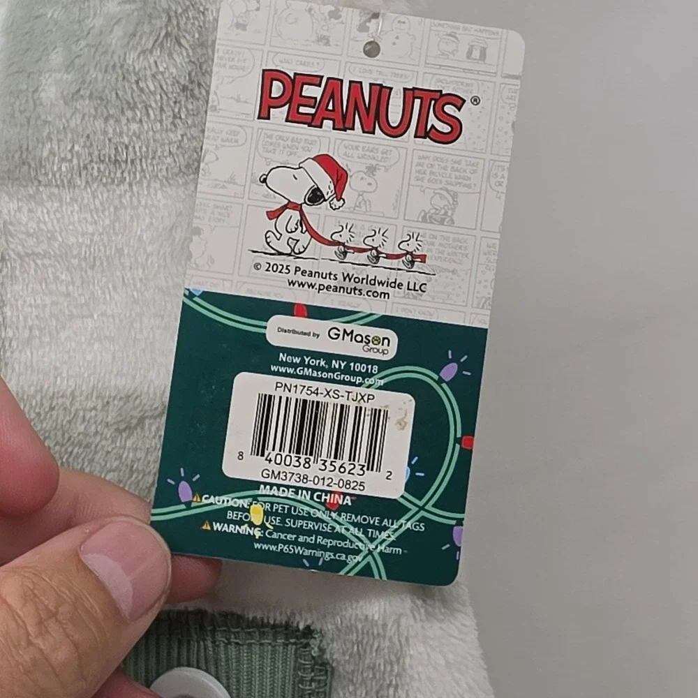 Peanuts New 2025 Snoopy & Woodstock Theme Pet Pajamas Size X-Small